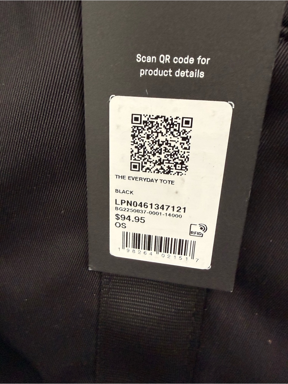 Fabletics Black Duffel Tote with Front Pocket - Picture 2 of 3